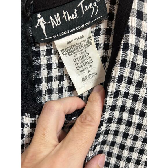 Vintage All That Jazz Dress Black and White Gingham with Sunflowers Size 7/8 - Picture 3 of 4
